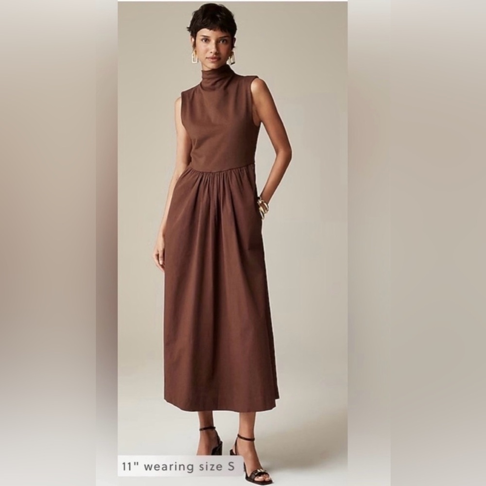 J. Crew fitted knit Mockneck Chocolate Brown Dress